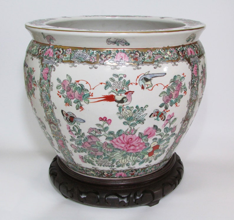 Chinese Hand-Painted Fish Bowl Planter or Jardiniére | Etsy