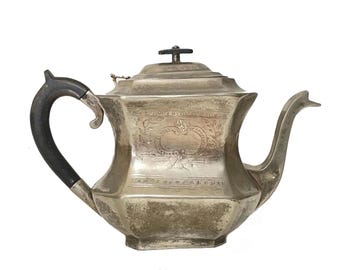 Silver-plated teapot with wooden handles, 20th century