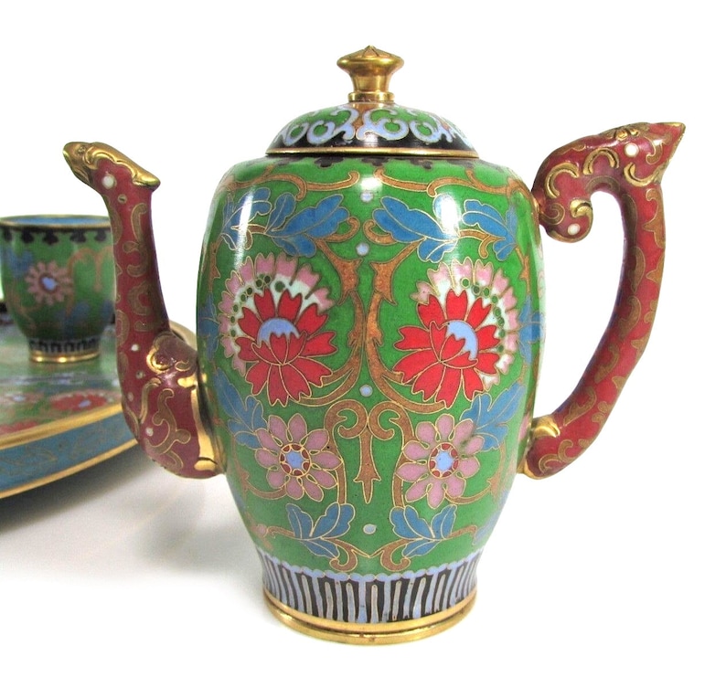 Chinese Cloisonne Tea Set image 2