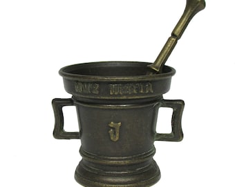 Vintage brass pestle and mortar