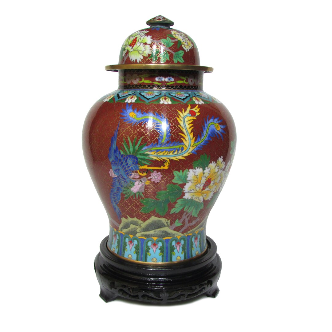 Cloisonné Vase With Lid Etsy