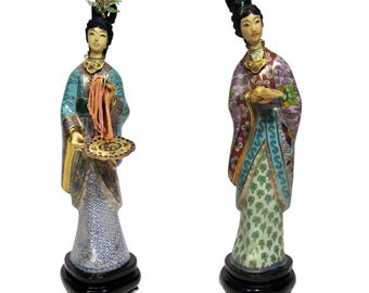 Pair of Chinese Cloisonne Figures