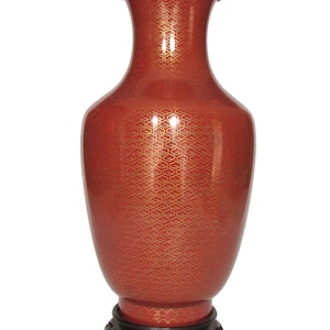 Vaso cloisonné vermelho chinês