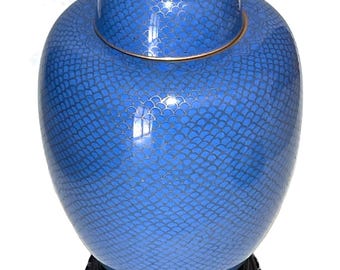 Chinese Turquoise Blue Enameled Fish Scale Cloisonne ginger jar