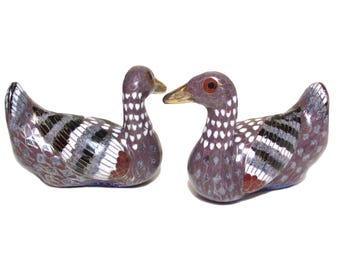 Pair of ducks in cloisonné metal and enamel