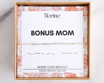 Bonus Mom Morse Code Bracelet, Step Mom Gift, Unbiological Mom Gift, Adoptive Mom, Birthday Mothers Day Gift Idea, Sterling Silver Jewelry