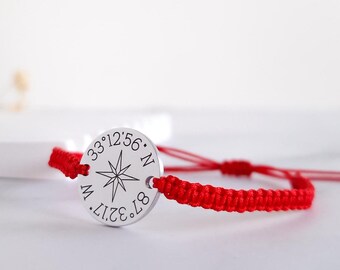 Couple Coordinates Bracelet, Hidden Message Bracelet, Location GPS Coordinates, Longitude Latitude Bracelet, Anniversary Gift for Him, Her