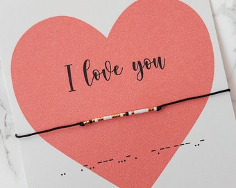 Bracciale codice Morse I Love You, braccialetto messaggio segreto, braccialetto amore abbinato, braccialetto lui e lei, regalo di anniversario per coppia