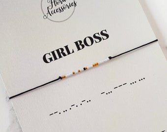 Girl Boss Morse Code Bracelet, Secret Message Bracelet, Boss Lady Jewelry Gift Ideas, Motivational Entrepreneur Gift, Women Empowerment Gift