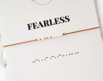 Fearless Morse Code Bracelet, Secret Message Bracelet, Self Care Gift Ideas, Minimalist String Jewelry, Mindful Gift for Men Women