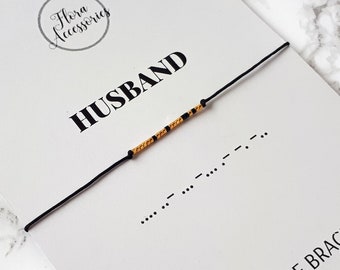 Husband Morse Code Bracelet, Secret Message Bracelet, Matching Minimalist Bracelet, Husband Birthday Gift, Wedding Anniversary Gift for Him