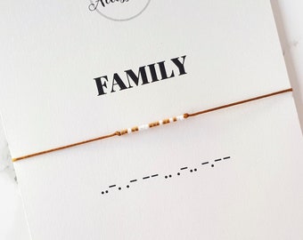 Family Morse Code Bracelet, Secret Message Bracelet, Friendship Gift Ideas, Minimalist String Jewelry, Mindful Gift for Men Women