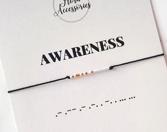 Awareness Morse Code Bracelet, Secret Message Bracelet, Mental Health Gift Ideas, Minimalist String Jewelry, Mindful Gift for Men Women