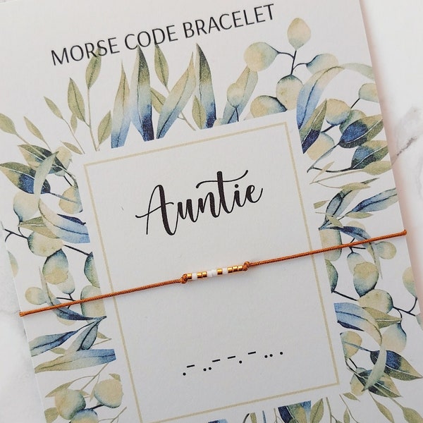 Auntie Morse Code Bracelet, Secret Message Bracelet, New Aunt Gift, Best Aunt Jewelry, Minimalist String Jewelry, Bracelet for Women