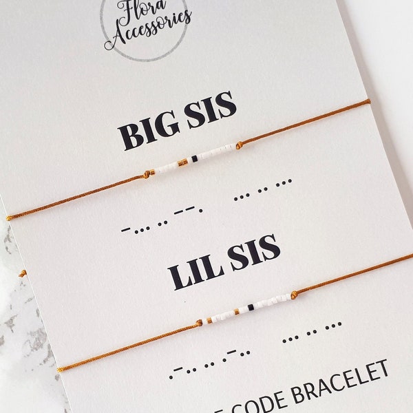 Bracelet Big Sis Lil Sis code Morse, lot de 2 bracelets assortis pour soeur, cadeau pour soeurs, bracelets d'amitié, bracelets personnalisés