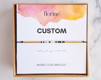 Bracelet code Morse personnalisé, bracelet texte personnalisé, bracelet nom personnalisé, bracelet ficelle délicate, cadeau bijou unisexe minimal