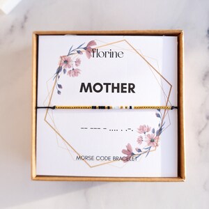 Pulsera de código Morse de la madre, regalo del día de la madre, mejor joyería de mamá, regalo para mamá, pulsera de cuerda con cuentas delicadas, joyería mínima para las mujeres