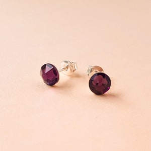 February Birthstone Earrings, Purple Swarovski Crystal Studs, Small Sterling Silver Earrings, Custom Colour Studs, Dainty Everyday Earrings image 1