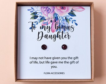 Bonus Daughter Gift, Earrings from Stepmom, Personalized Step Daughter Gift, Stepdaughter Gift, Christmas, Birthday Gift for Stepdaughter