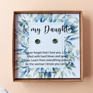 Per mia figlia gioielli con biglietto di auguri, orecchini motivanti per la figlia con messaggio, orecchini Swarovski, regalo per la figlia della mamma