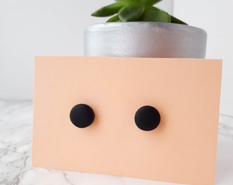 Black Stud Earrings, Circle Studs, Unisex Earrings, Simple Stud Earrings, Black Geometric Earrings, Circle Earrings, Everyday Earrings