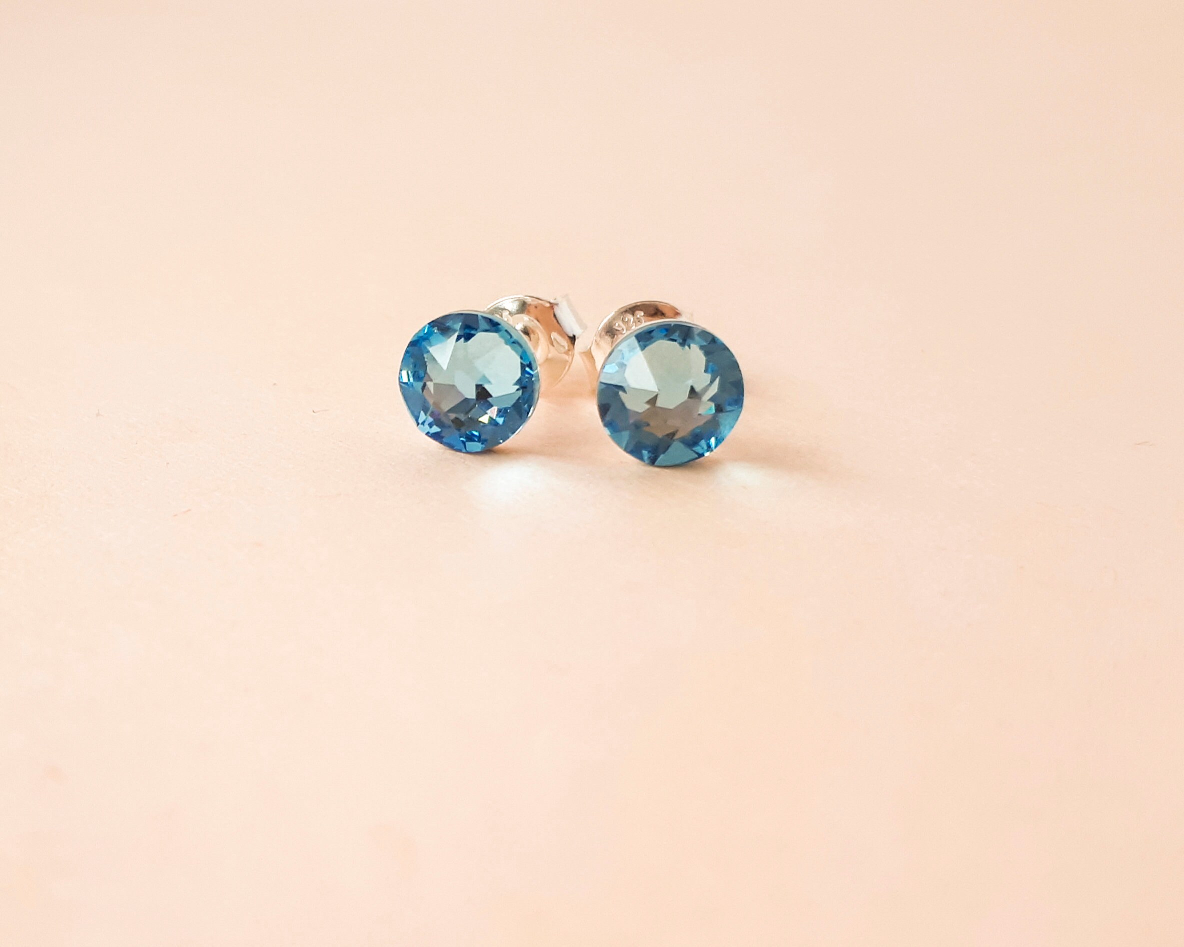 Aquamarine Stud Earrings March Birthstone Sterling Silver | Etsy