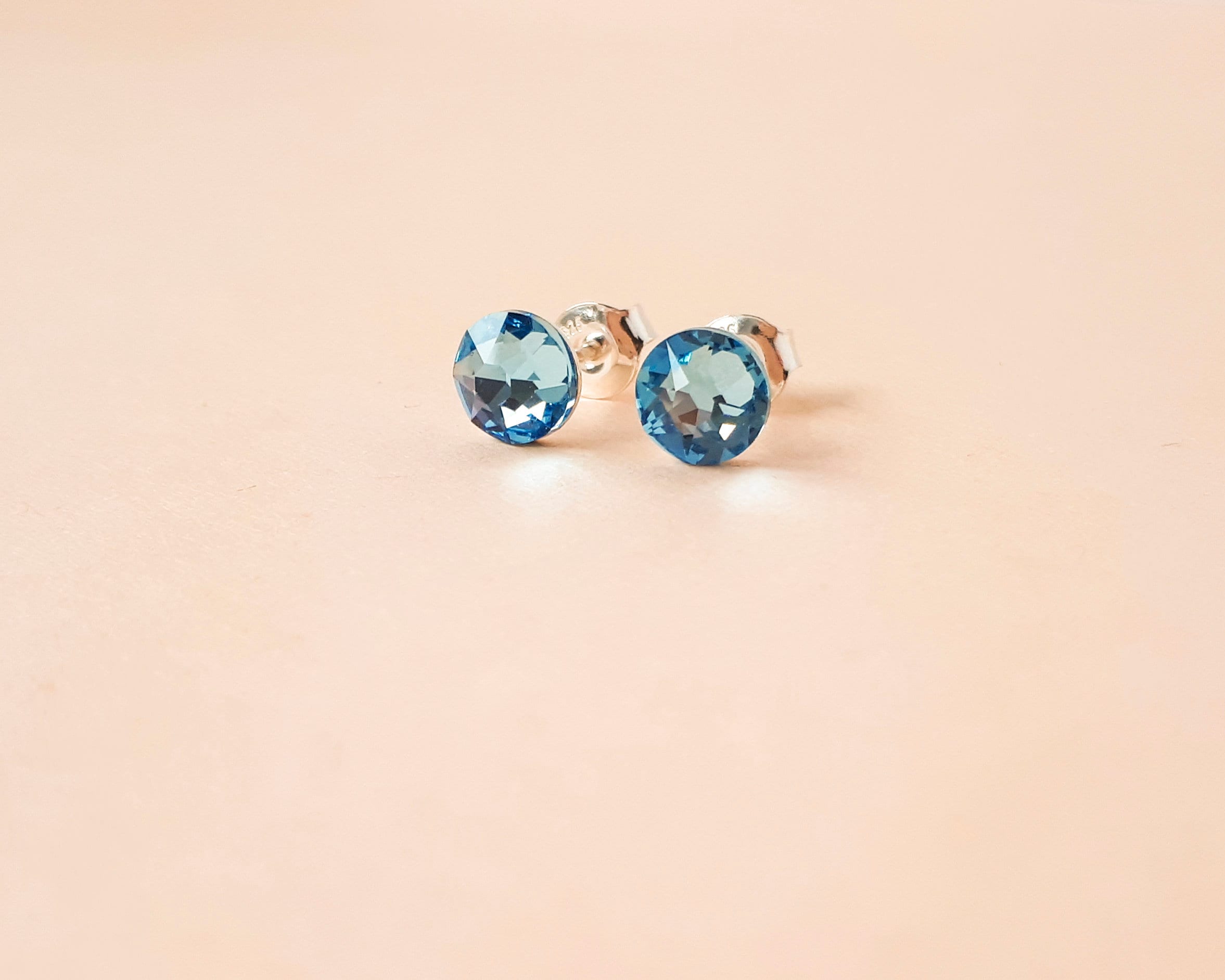 Aquamarine Stud Earrings March Birthstone Sterling Silver | Etsy
