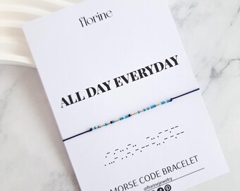 All Day Everyday Morse Code Bracelet, Blue Beaded Bracelet Movement, Feminist Bracelet, Women's Rights Unity Bracelet, Friendship Gift