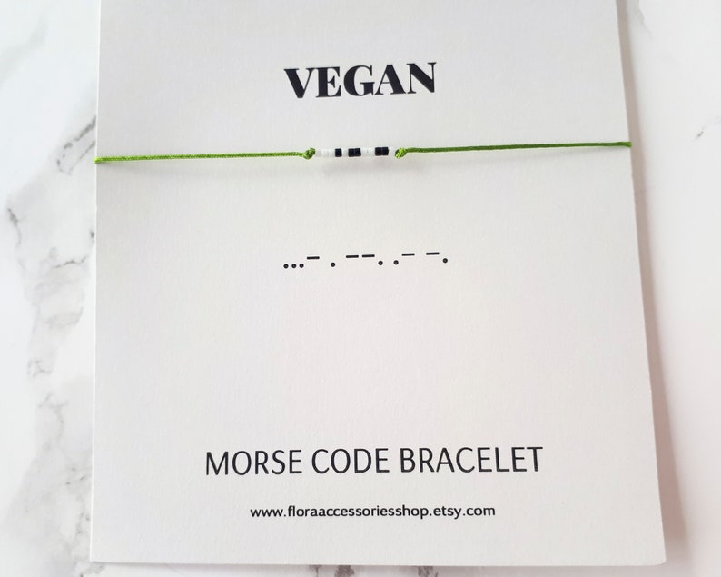 Vegan Morse Code Bracelet Vegan Gift Minimalist String image 2