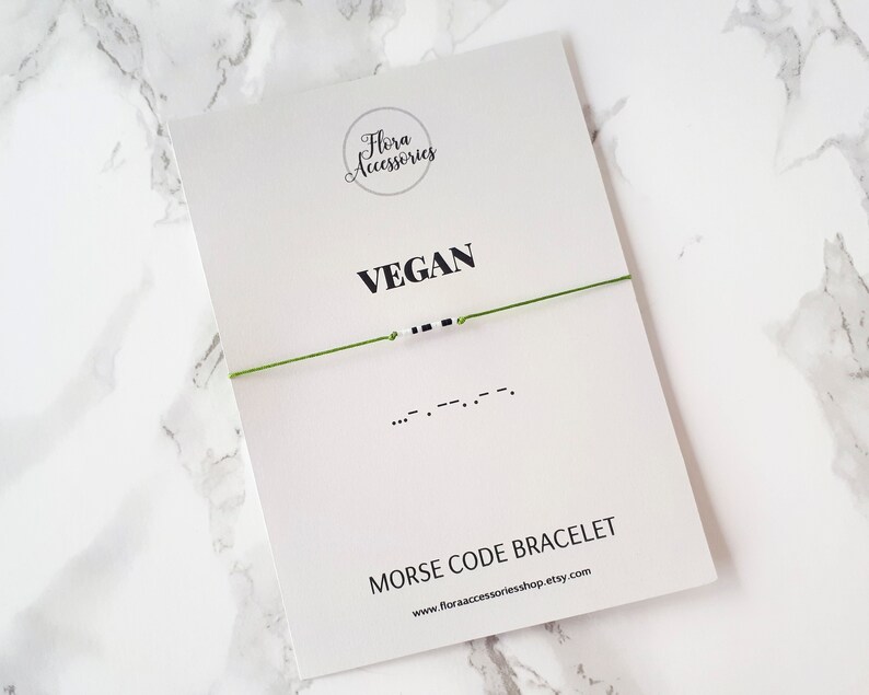 Vegan Morse Code Bracelet Vegan Gift Minimalist String image 1