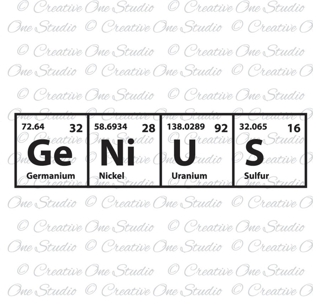 Genius Science Elements Genius Periodic Table Elements SVG, DXF, Eps, Studio3, Pdf, Png, Jpg ...