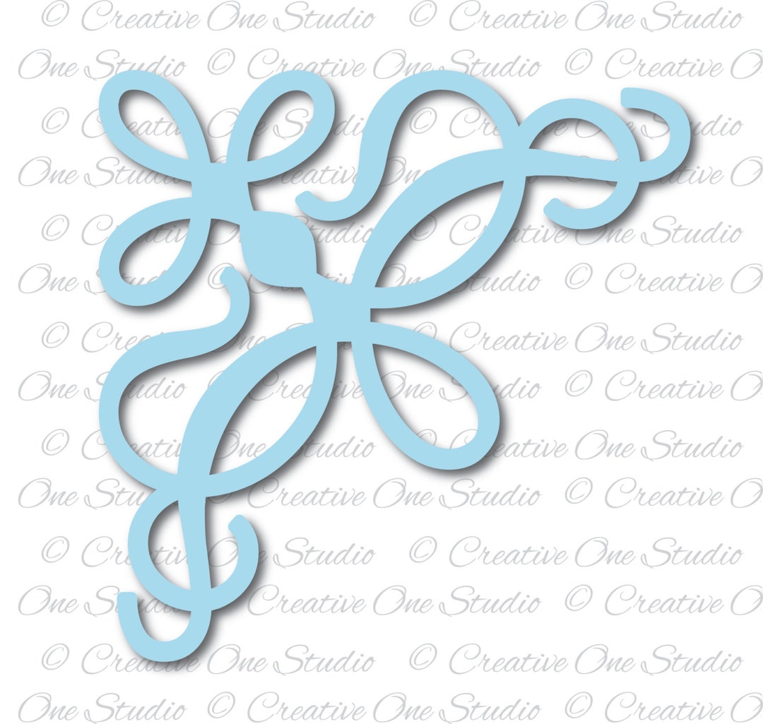 Design Corner Swirl Monogram Element, SVG, DXF, Eps, Studio3, Pdf, Png