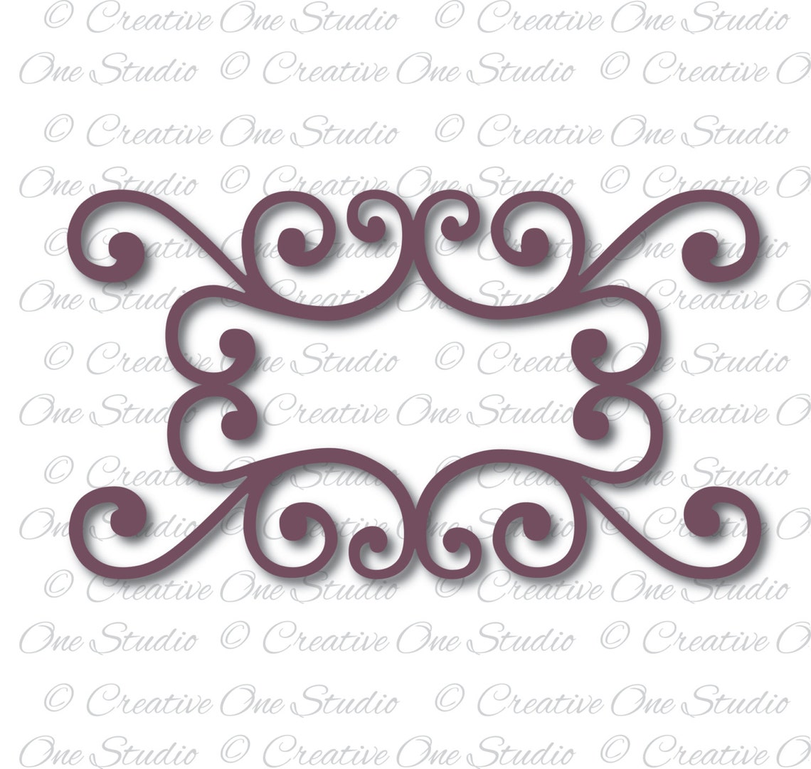 Swirl Frame Design Monogram Frame SVG DXF STUDIO3 Ai Eps Jpg Png Pdf