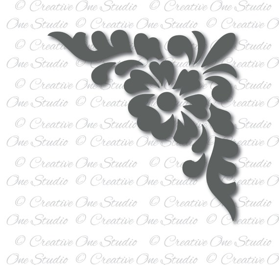 Download Floral Corner Design Monogram Element Svg Dxf Eps Studio3 Etsy