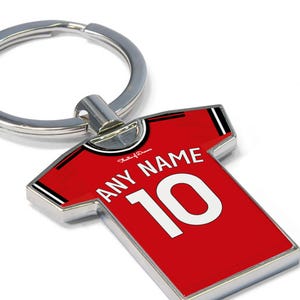 Personalised Manchester Utd Fan Keyring 2025/26 - Football Shirt Keyring, Any player! Football Keychain, Great Present Idea. NEW 25/26 KIT!