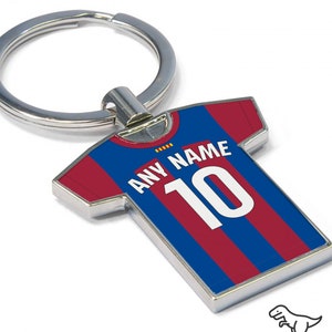 Personalised Football Shirt Keyring - Barcelona Fan Keyring, Any player! Football Keychain, Great Present Idea