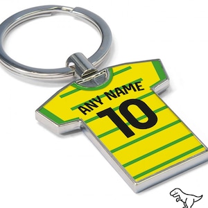 Gepersonaliseerde sleutelhanger Norwich City-fan 2023/24 - sleutelhanger voetbalshirt, elke speler! Voetbalsleutelhanger, geweldig cadeau-idee. NIEUW 23/24 SET!