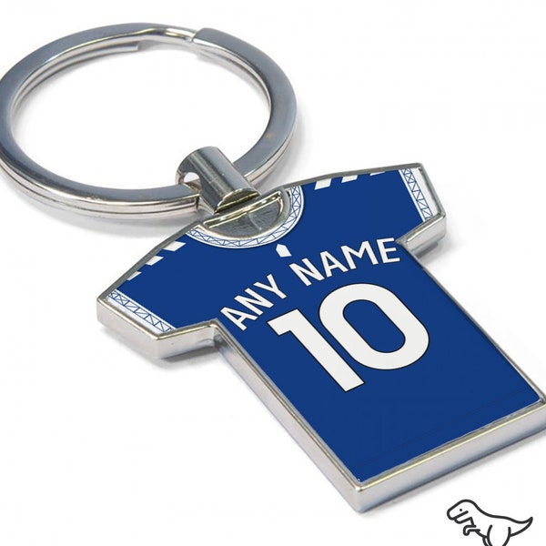 Personalised Football Shirt Keyring - Everton Fan Keyring, Any player! Football Keychain, Great Present Idea. New 23/24, 21/22, 22/23 kits