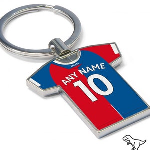 Personalised Crystal Palace Fan Keyring 2023/24 - Football Shirt Keyring, Any player! Football Keychain, Great Present Idea. NEW 23/24 KIT!