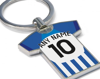 Personalised Brighton Fan Keyring 2023/24 - Football Shirt Keyring, Any player! Football Keychain, Great Present Idea. NEW 23/24 KIT!