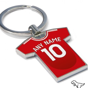 Portachiavi personalizzato Manchester Utd Fan 2024/25 - Portachiavi con maglia da calcio, qualsiasi giocatore! Portachiavi da calcio, fantastica idea regalo. NUOVO KIT 24/25!