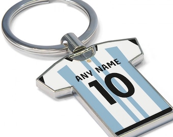 Personalised Argentina Fan Keyring 2022/23 - Football Shirt Keyring, Any player! Football Keychain, Great Present Idea. NEW 22/23 KIT!