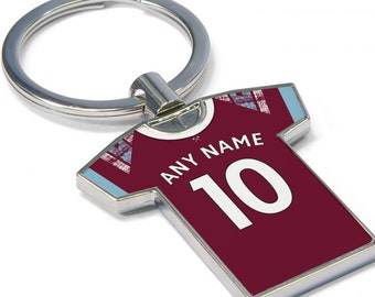 Personalised West Ham Fan Keyring 2022/23 - Football Shirt Keyring, Any player! Football Keychain, Great Present Idea. NEW 22/23 KIT!