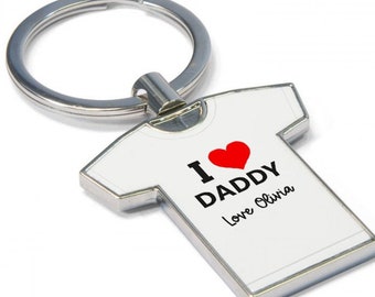 Personalised Fathers Day Keyring - I LOVE DADDY Keyring, Keychain, Great Father day Present Idea. Custom Fathers day keyring.