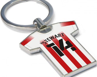 Personalised Football Shirt Keyring - Sunderland Fan Keyring, Any player! Football Keychain, Great Present Idea