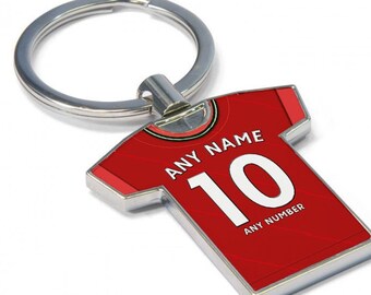 Personalised Football Shirt Keyring - Liverpool Fan Keyring, Any player! Football Keychain, Great Present Idea
