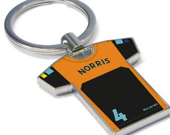 Personalised Formula One McLaren Shirt Keyring - Lando & Daniel Fan Keyring, or any name! F1 fan Keychain, Great Present Idea