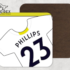 Personalised Football Shirt Coaster - Leeds Utd Fan Coaster, Any player! Football coaster, Great Present Idea