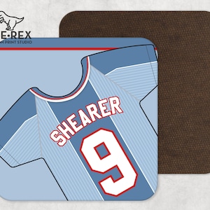 Personalised Football Shirt Coaster - England retro 96 Fan Coaster, Any player! Football Coaster, Great Present Idea