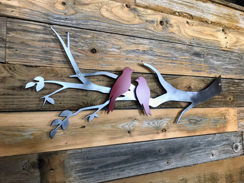 Tree of Love Birds Metal Wall Art Valentine's Day Gift Etsy